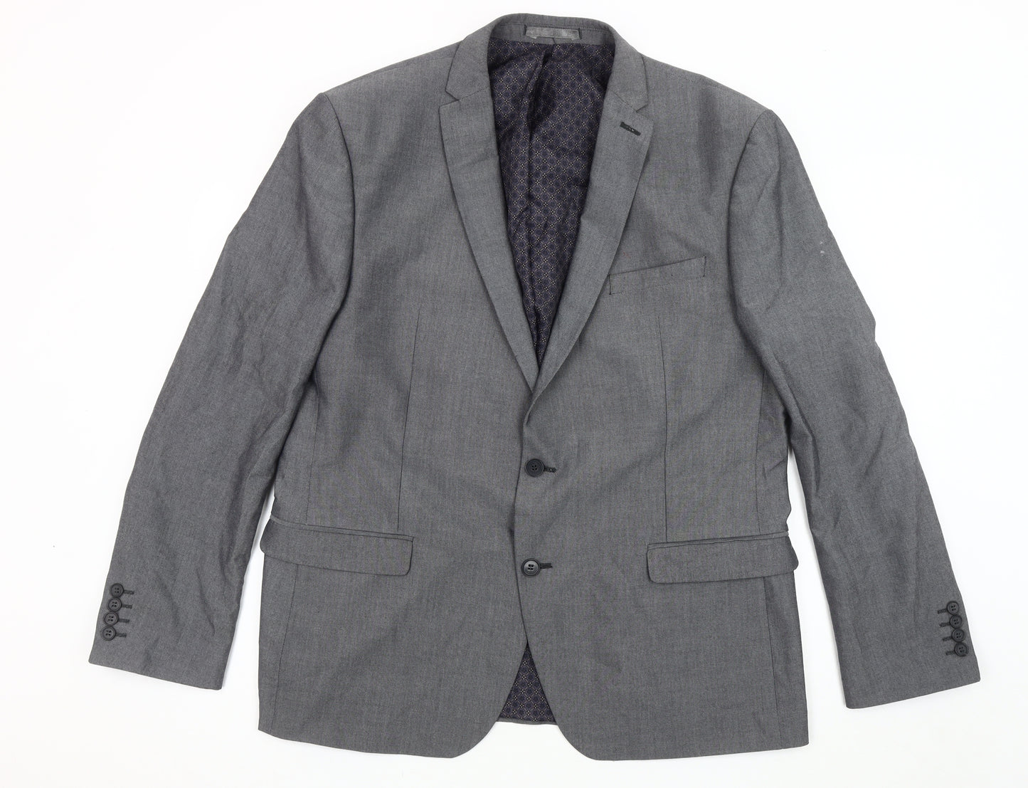 Limehaus Men's Grey Suit Jacket 46R Regular Fit