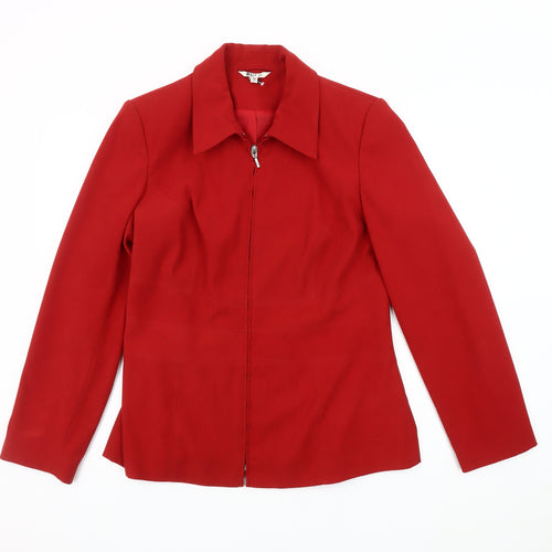 M&Co Women's Red Zip Jacket Size 12 Regular Fit
