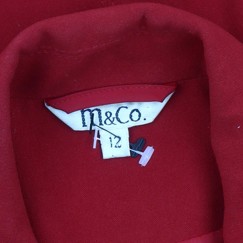 M&Co Women's Red Zip Jacket Size 12 Regular Fit