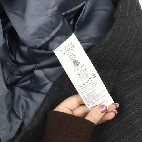 Marks and Spencer Men's Grey Striped Wool Blazer 42R
