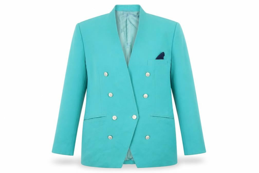 Front view of RAVENS Women's Green Double-Breasted Suit Jacket 40