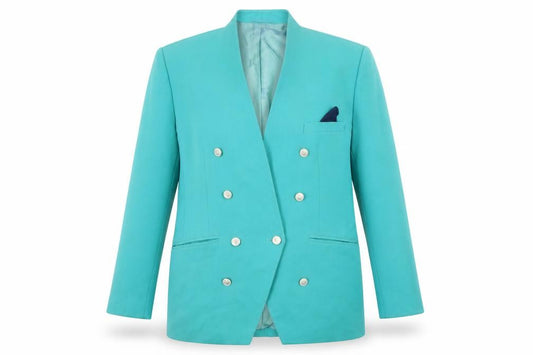 Front view of RAVENS Women's Green Double-Breasted Suit Jacket 40