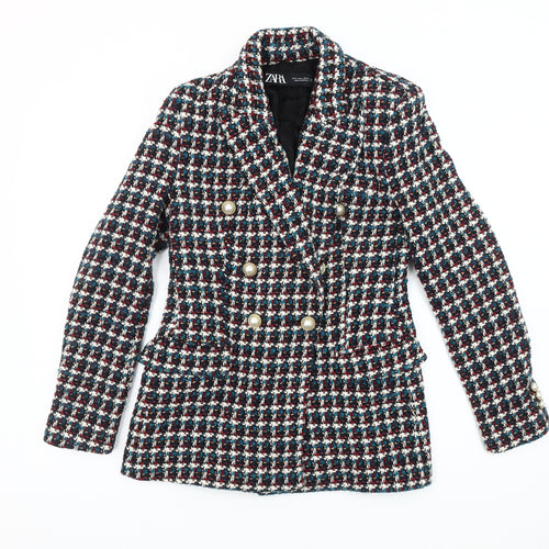 Zara Women's Multicoloured Bouclé Blazer Size 8