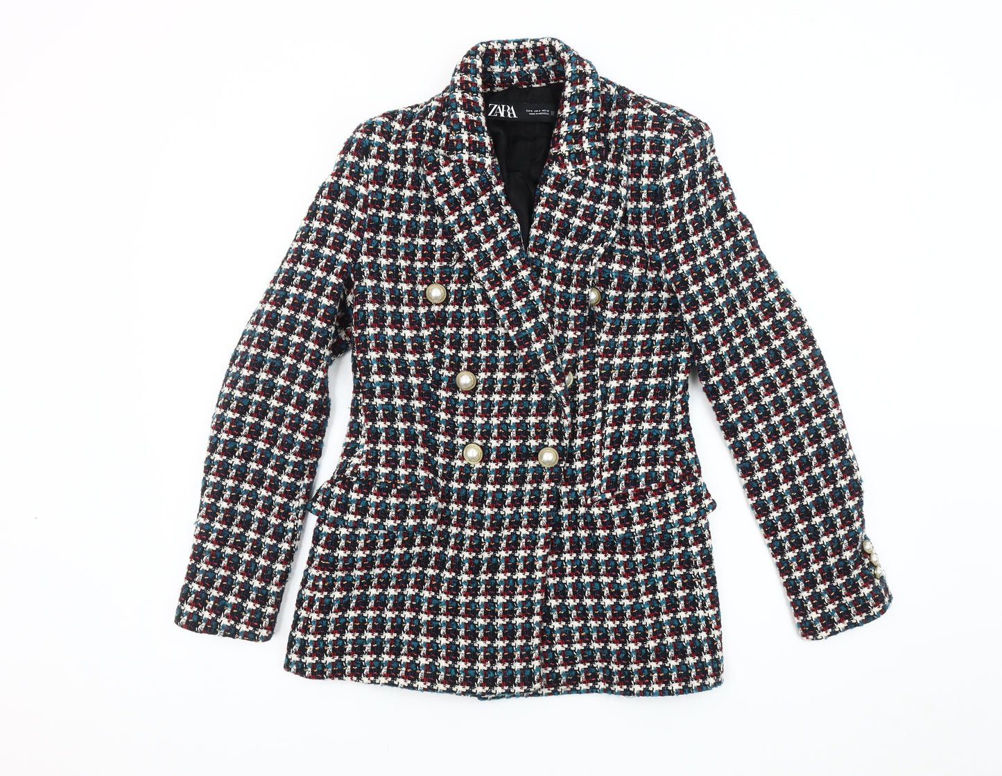 Zara Women's Multicoloured Bouclé Blazer Size 8
