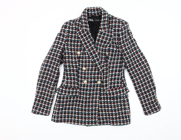 Zara Women's Multicoloured Bouclé Blazer Size 8