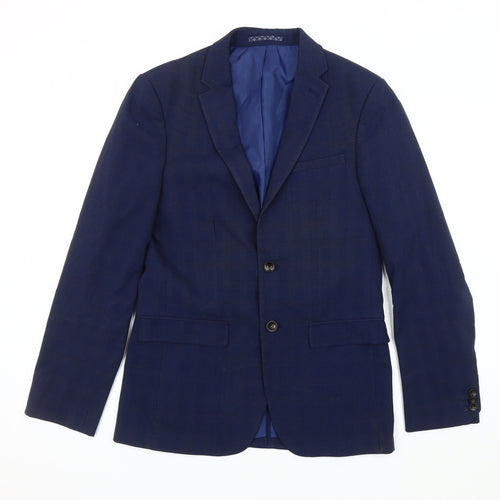 Marks and Spencer Men's Blue Check Blazer 38R
