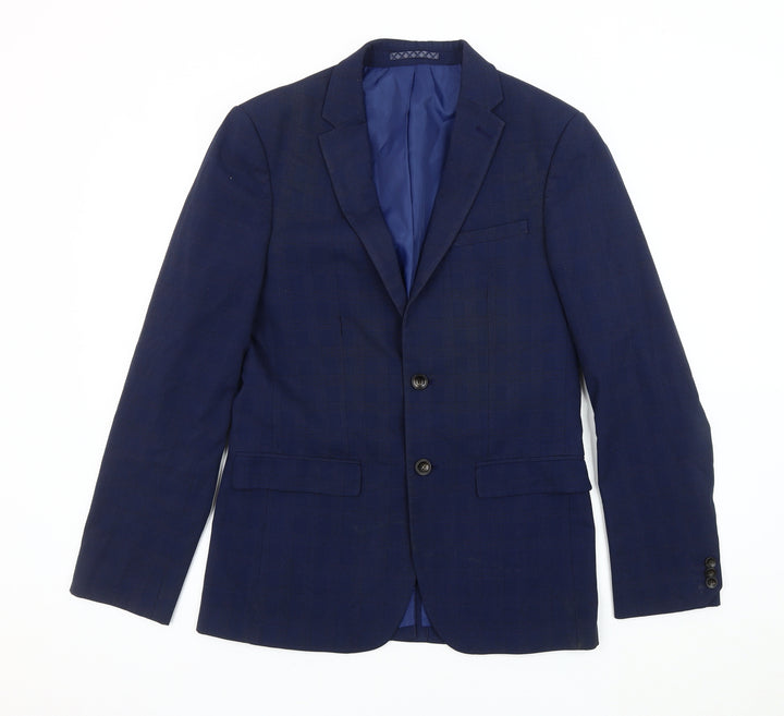 Marks and Spencer Men's Blue Check Blazer 38R