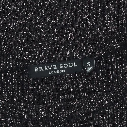 Brave Soul Women's Black Knit Cold Shoulder Blouse
