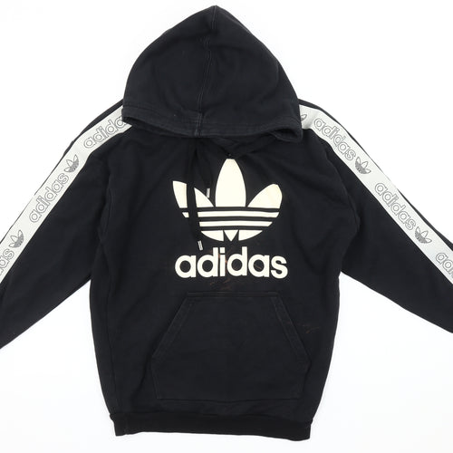 Adidas Women's Black Hoodie, Size 8, Logo, Pullover