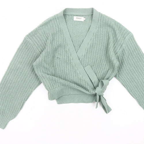 ONLY Women's Green Wrap Jumper XS