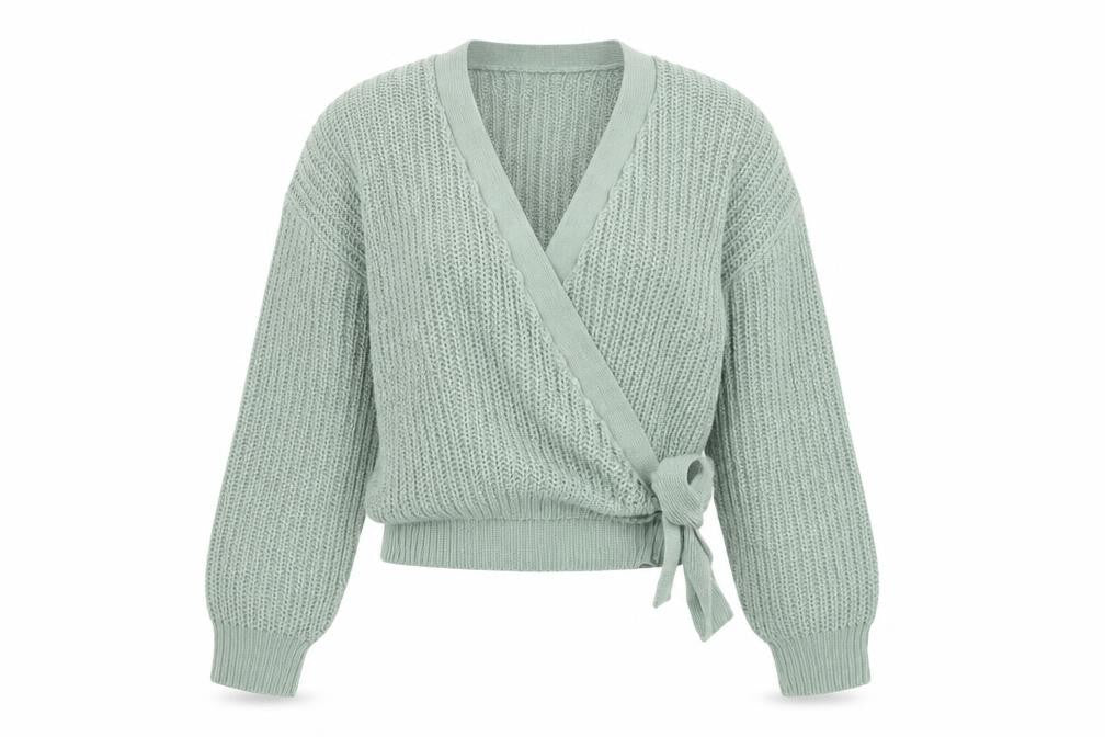Front view of Only Women's Green Wrap Jumper XS