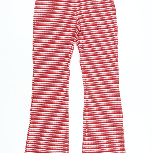Monki Women's Red Striped Leggings S Flared Casual