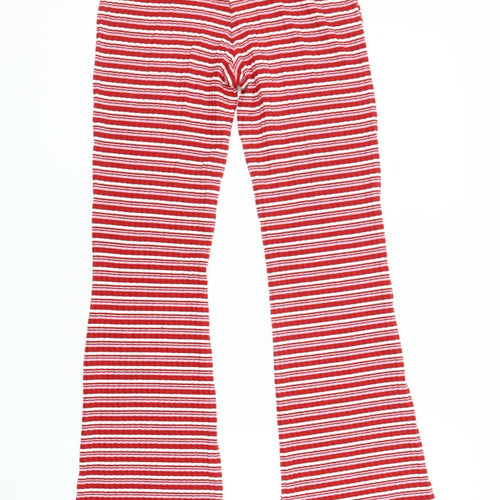 Monki Women's Red Striped Leggings S Flared Casual
