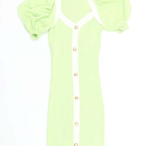 Giorgia Women's Green Bodycon Dress M/L V-Neck Casual