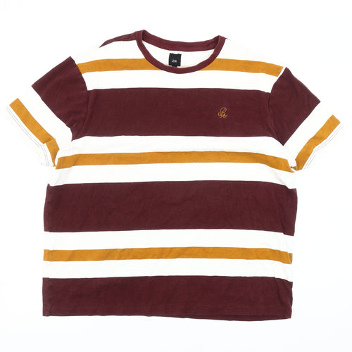 River Island Men's Multicoloured Striped XL T-Shirt