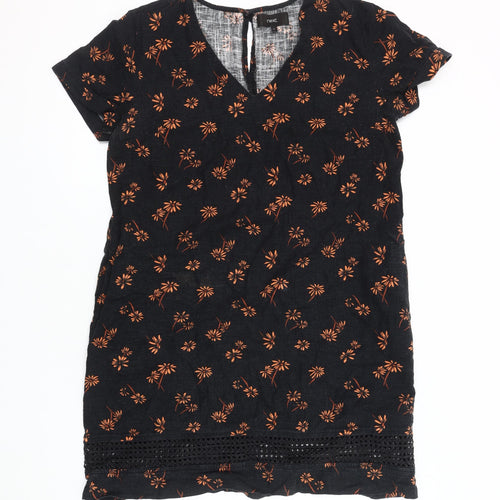 Next Women Black Floral Shift Dress Size 12