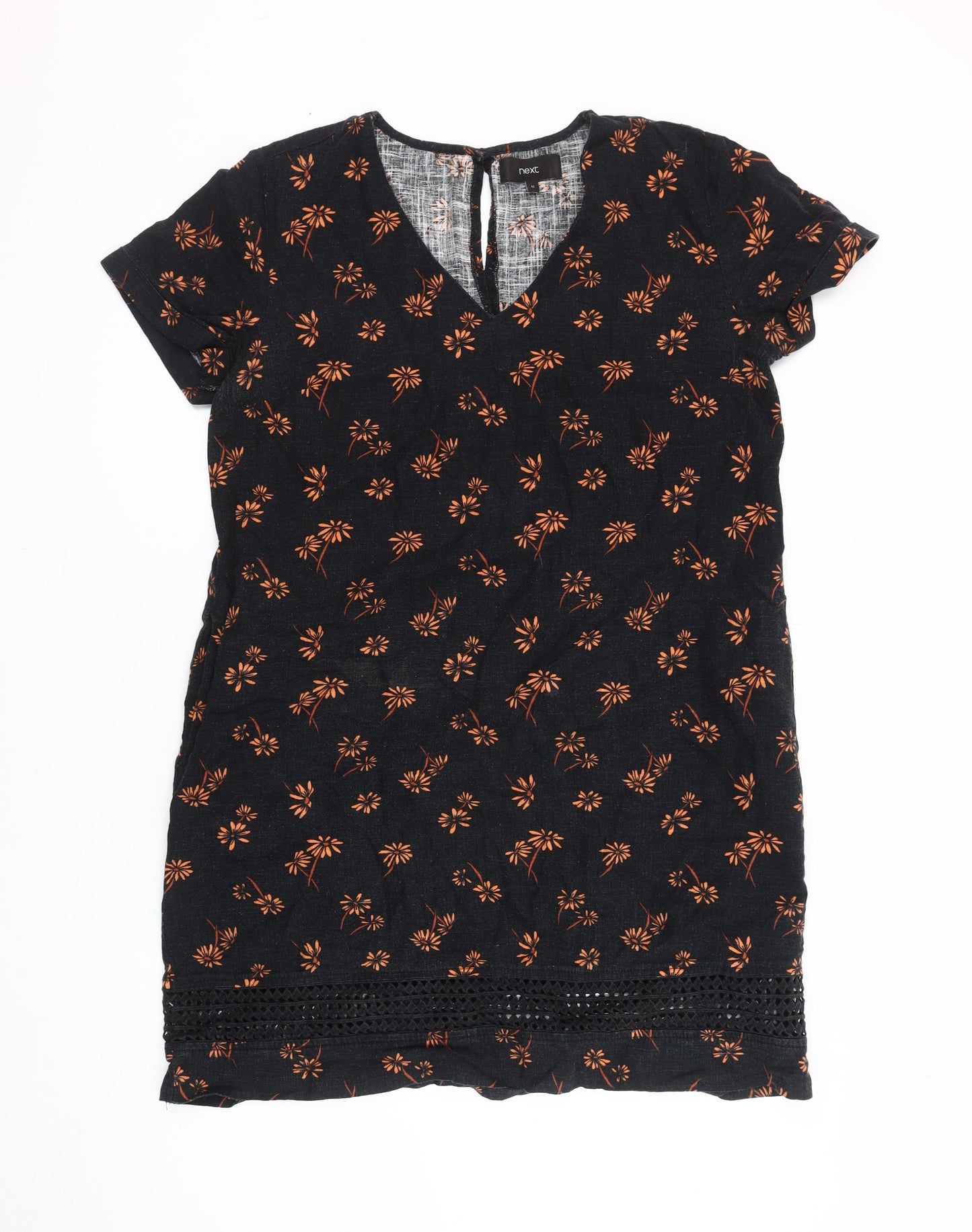 Next Women Black Floral Shift Dress Size 12
