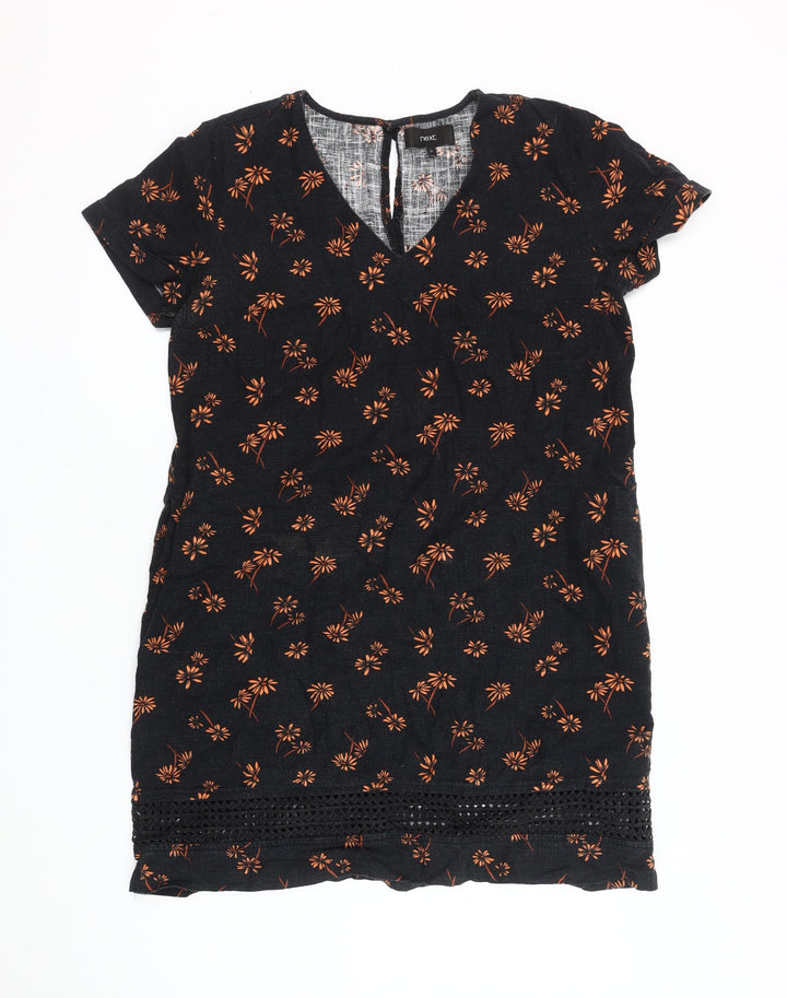 Next Women Black Floral Shift Dress Size 12