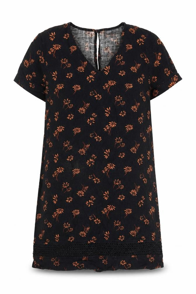 Front view of Next Women Black Floral Shift Dress, size 12
