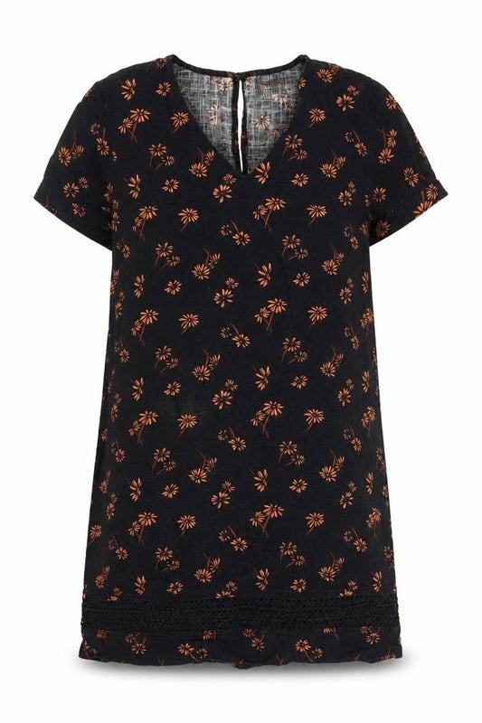Front view of Next Women Black Floral Shift Dress, size 12