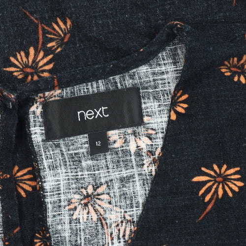 Next Women Black Floral Shift Dress Size 12