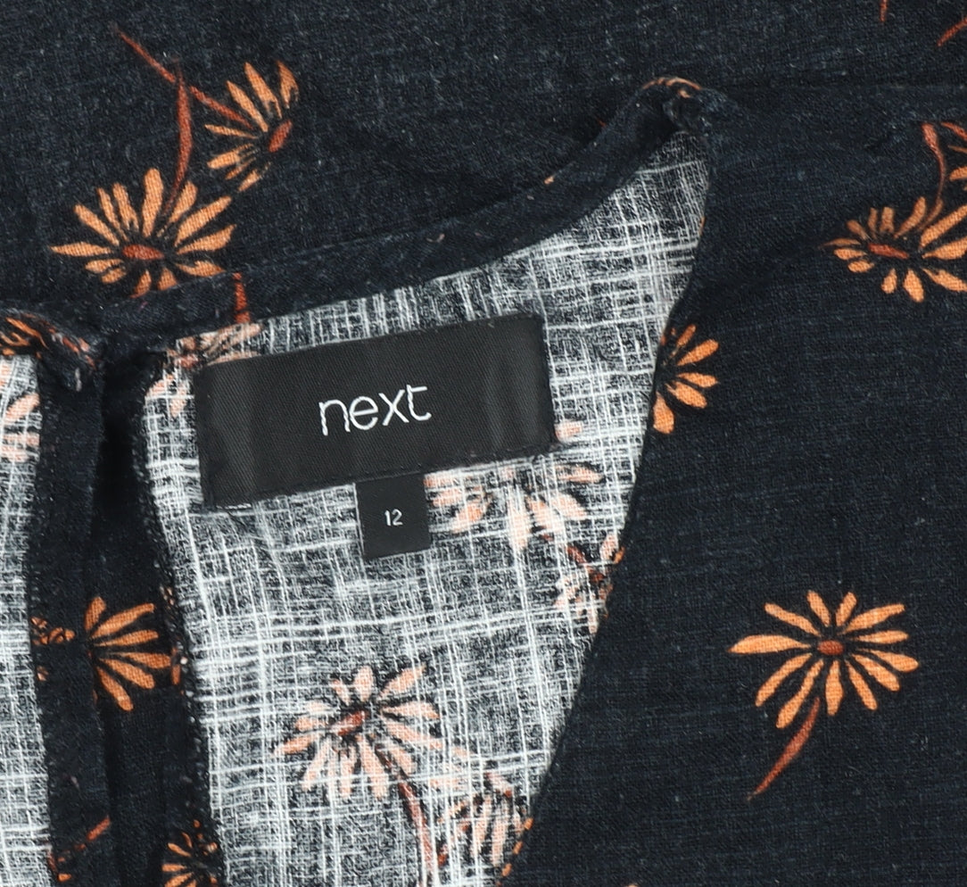 Next Women Black Floral Shift Dress Size 12