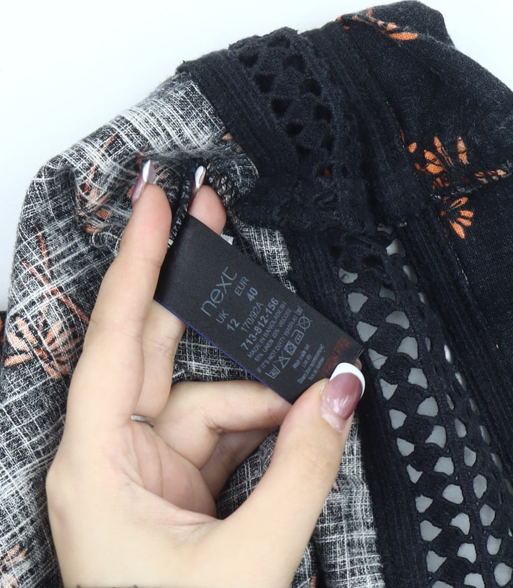 Next Women Black Floral Shift Dress Size 12