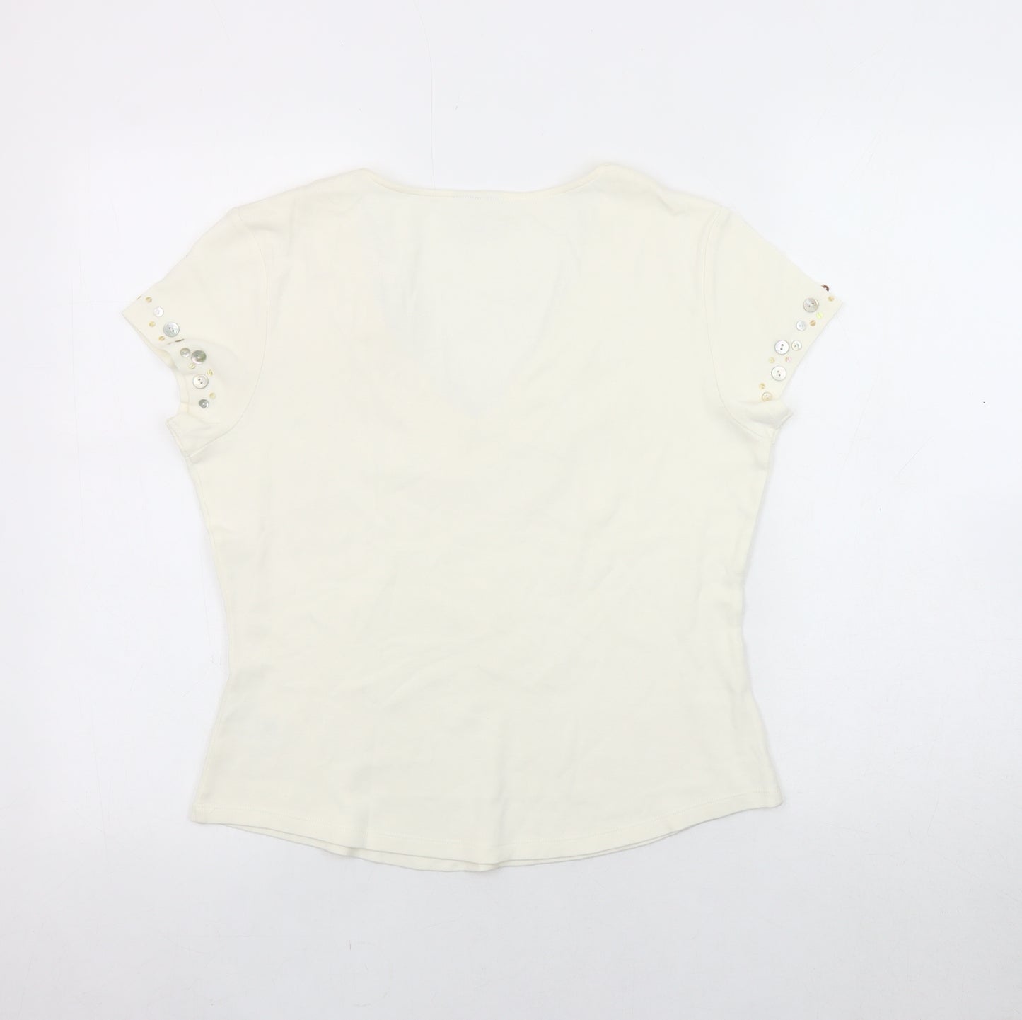 Next Women's Ivory V-Neck T-Shirt Size 14