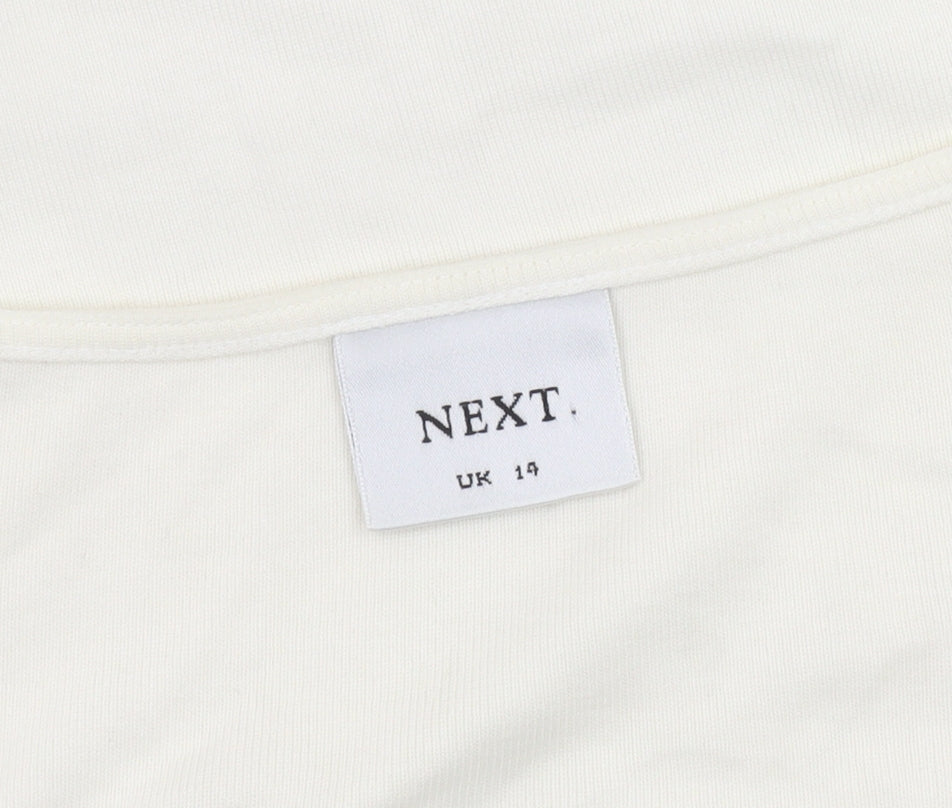 Next Women's Ivory V-Neck T-Shirt Size 14