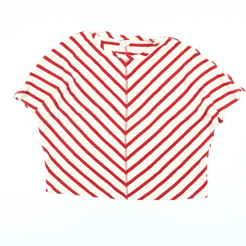 River Island Women's Red Striped Cropped T-Shirt M