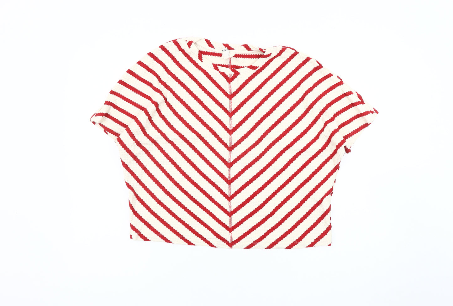 River Island Women's Red Striped Cropped T-Shirt M