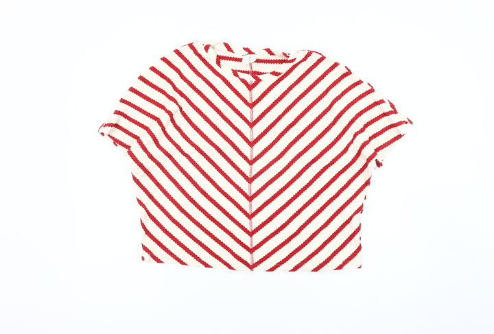 River Island Women's Red Striped Cropped T-Shirt M