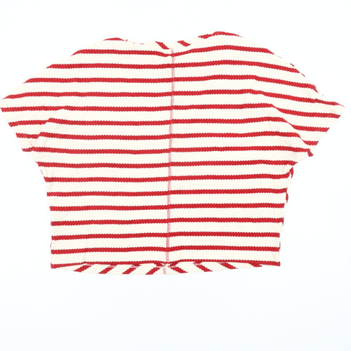 River Island Women's Red Striped Cropped T-Shirt M