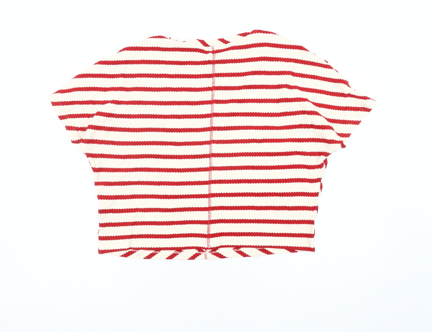 River Island Women's Red Striped Cropped T-Shirt M