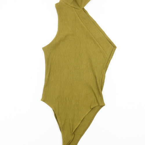 Zara Women’s Green Ribbed High Neck Bodysuit - Size S