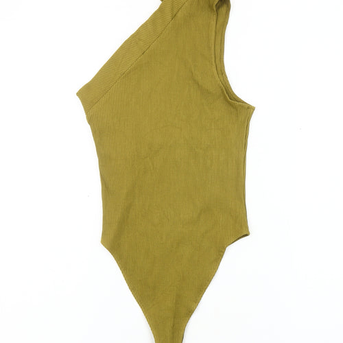 Zara Women’s Green Ribbed High Neck Bodysuit - Size S