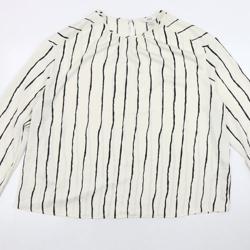 Marks and Spencer Women’s White Striped Top Size 18