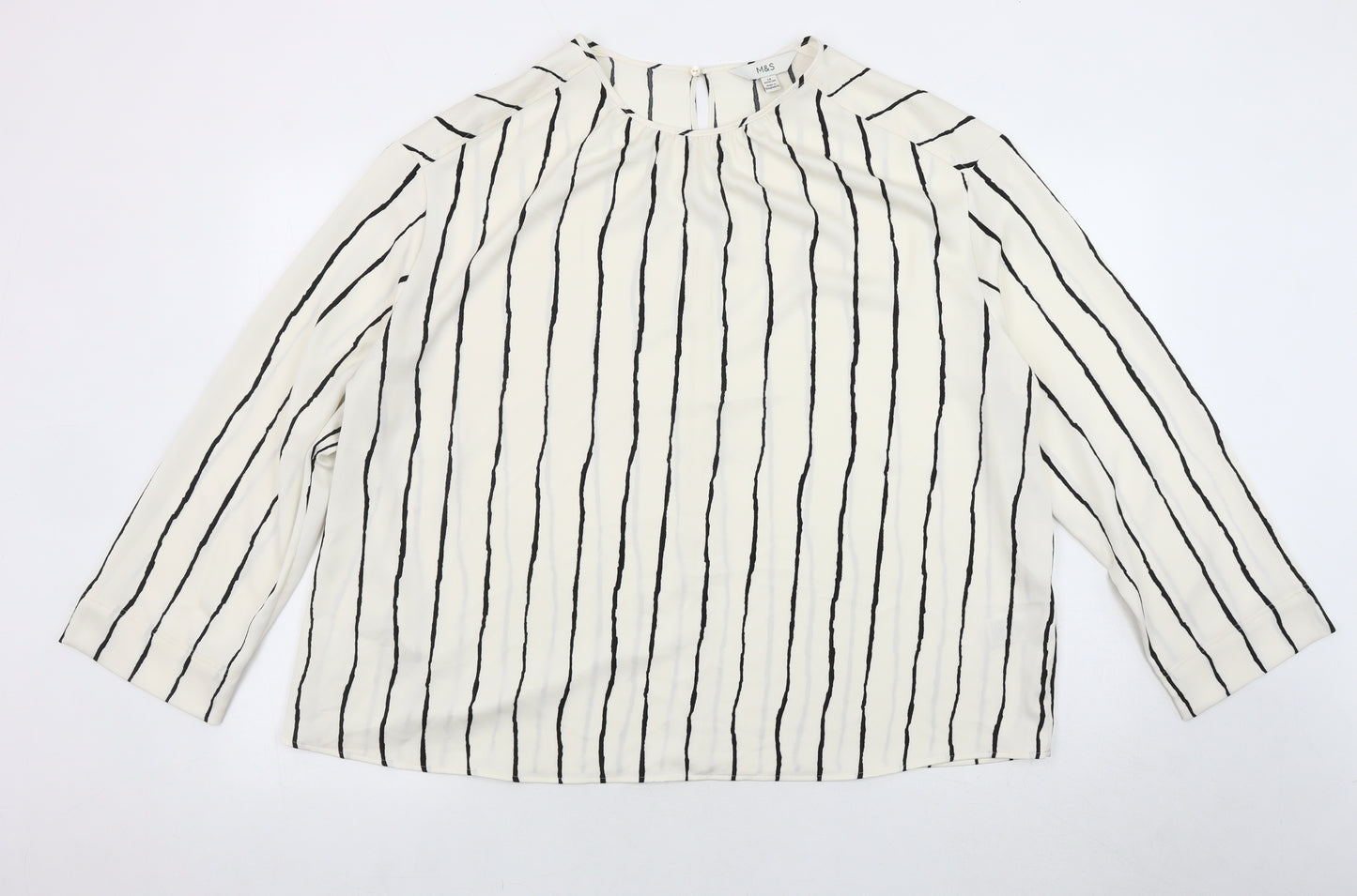 Marks and Spencer Women’s White Striped Top Size 18