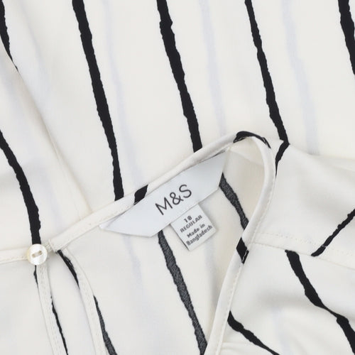 Marks and Spencer Women’s White Striped Top Size 18
