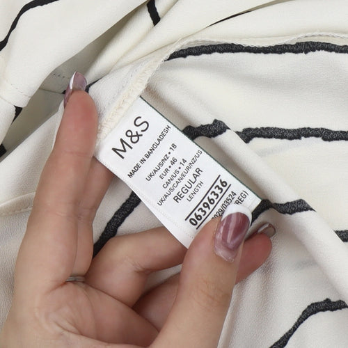 Marks and Spencer Women’s White Striped Top Size 18