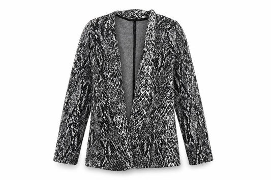 Front view of Next Women's Grey Animal Print Blazer, size 16