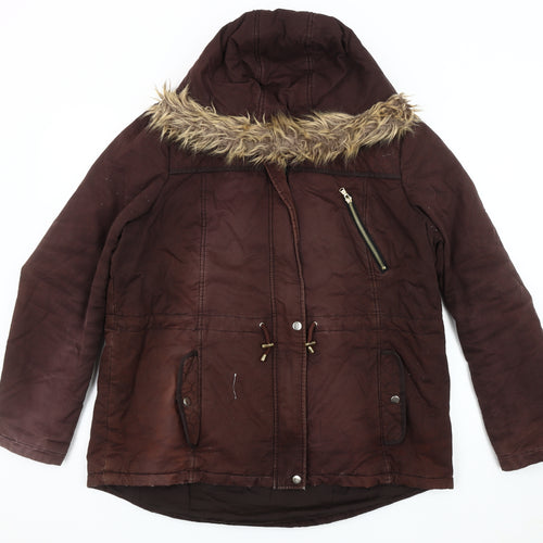 Dorothy Perkins Women's Brown Parka Jacket Size 18