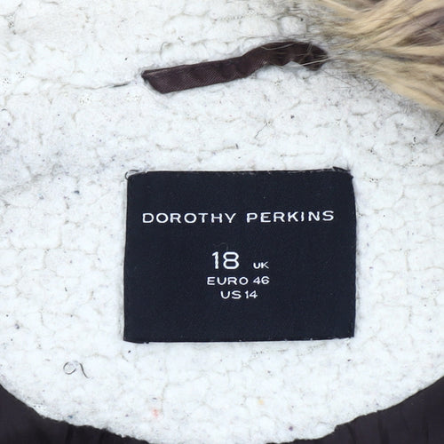 Dorothy Perkins Women's Brown Parka Jacket Size 18