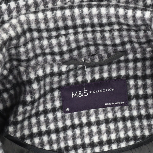 Marks and Spencer Women's Black Tweed Coat Size 16