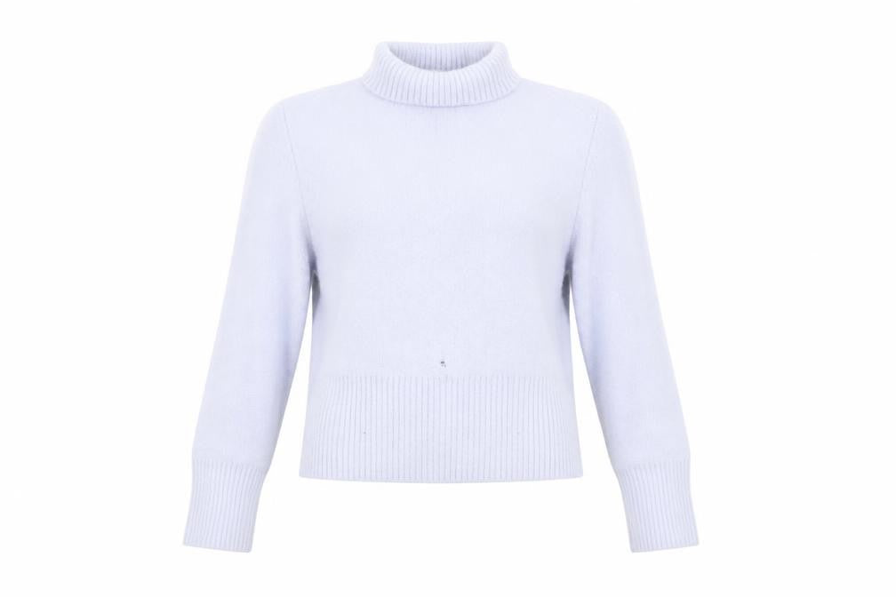 Front view of Zara Women's Purple Roll Neck jumper, size M