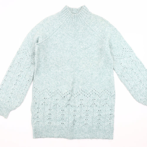 M&Co Women's Green High Neck Pullover Jumper, UK 12
