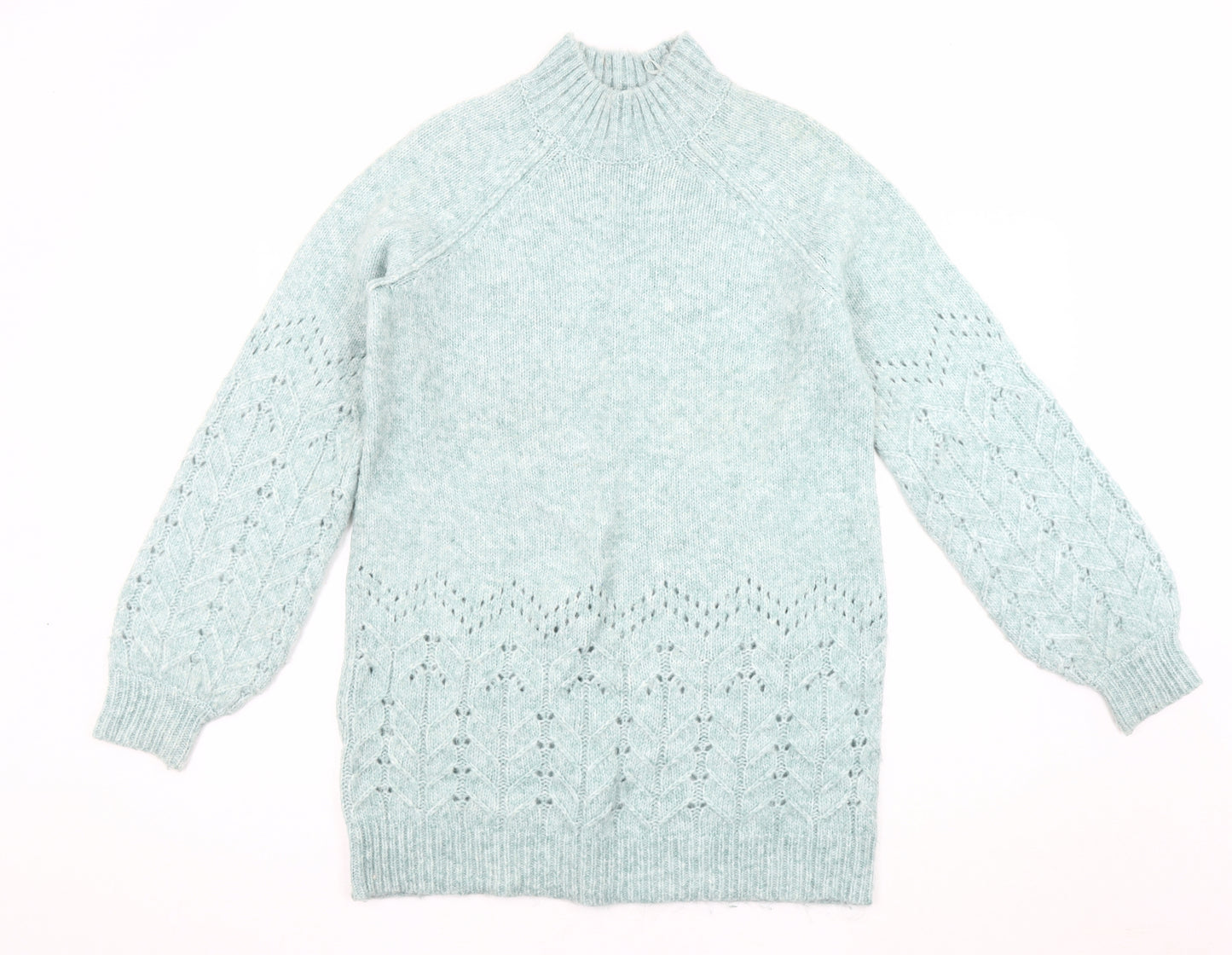 M&Co Women's Green High Neck Pullover Jumper, UK 12