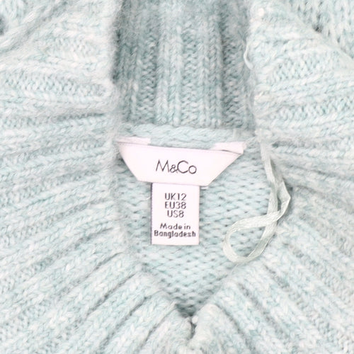 M&Co Women's Green High Neck Pullover Jumper, UK 12