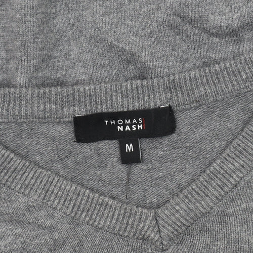 Thomas Nash Men's Grey V-Neck Pullover Jumper M