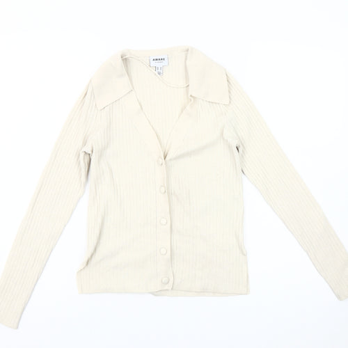 Vero Moda Women's Ivory Cardigan XS Collared Knit